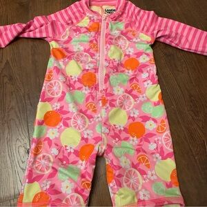 Lands' End Pink Fruit Print Kids' Swimsuit